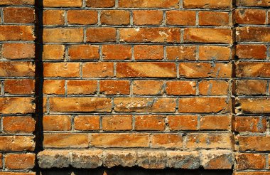 eski tuğla duvar doku veya arka plan, kırmızı ve kahverengi renk için bir tuğla olarak mimari unsurlar çerçeve dolu.