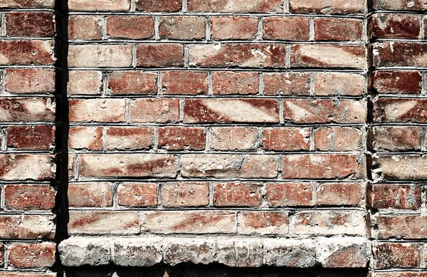 Old brick wall for texture or background, dark red color, architectural elements as a brick filled frame — Stock Photo, Image