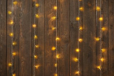 ışıkları ile ahşap arka plan, metin için yer Kopyala