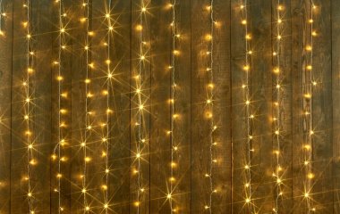 Işıklı, soyut tatil zemin, koyu ahşap arka plan kopya metin için yer