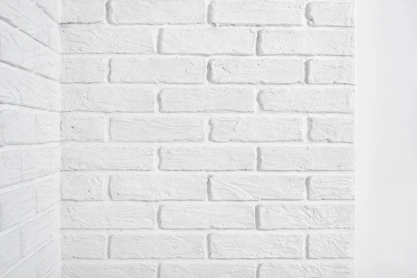 Bianco mattone parete angolo, astratto sfondo foto — Foto Stock