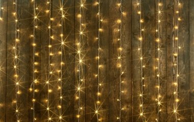 Işıklı, soyut tatil zemin, koyu ahşap arka plan kopya metin için yer