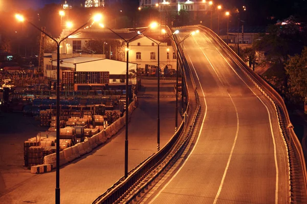 Industrial road at night — Stock Photo, Image