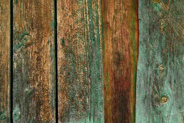 Old weathered wooden plank painted green for background or texture — Stock Photo, Image