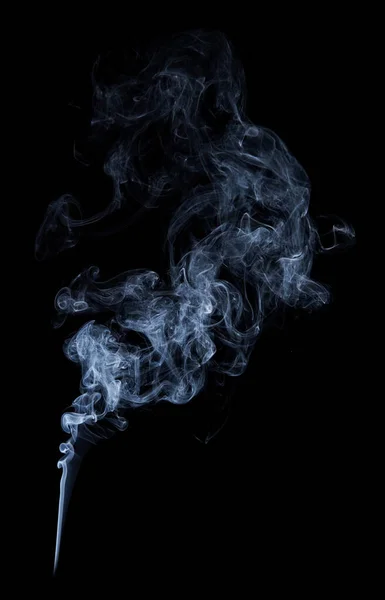Bild av äkta vit rök på svart bakgrund — Stockfoto