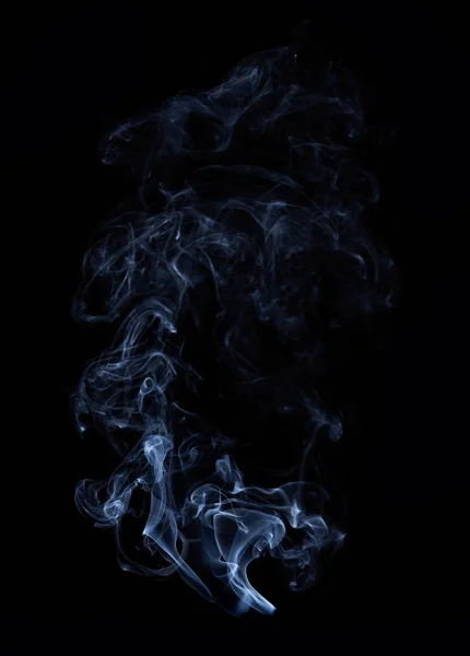 Photo of real white smoke on black background — Stock Photo, Image