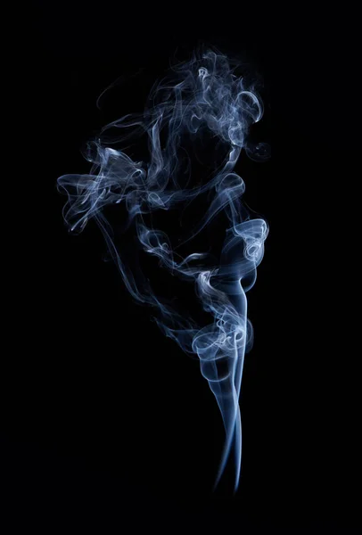 Photo of real white smoke on black background — Stock Photo, Image