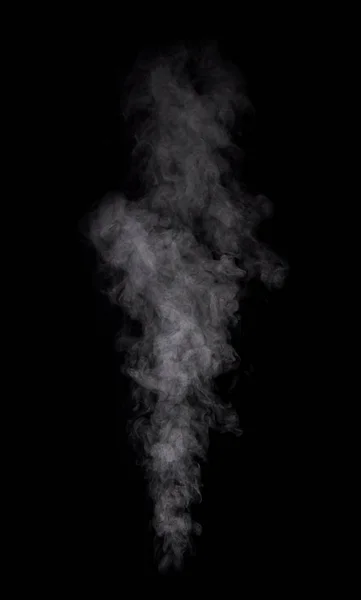 Photo of real white steam of boiling water on black background — Stock Photo, Image