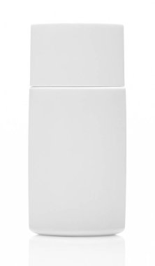 White plastic bottle or container without label for cosmetics, makeup and beauty products, cream, moisturizer, spray, care, clean and new.