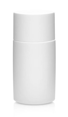 White plastic bottle or container without label for cosmetics, makeup and beauty products, cream, moisturizer, spray, care, clean and new.