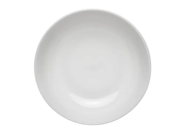 Assiette ronde vide. Plat isolé sur fond blanc. Vue de dessus . — Photo