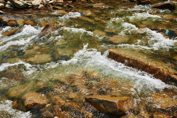 Krajina Krásný Výhled Horskou Řeku Letním Dni Rychle Tekoucí Voda — Stock fotografie