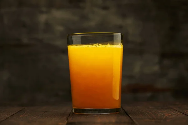 Jugo Fresco Naranja Sobre Mesa Madera Comida Natural Sana Bebida —  Fotos de Stock