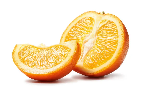 Fotos Macro Frutas Naranjas Frescas Cortadas Aisladas Sobre Fondo Blanco —  Fotos de Stock