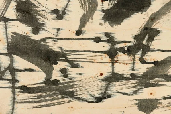 Abstrakcyjne Tło Grunge Malarstwo Artystyczne Czarną Farbą Jasnym Drewnianym Tle — Zdjęcie stockowe