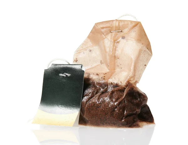 One Used Tea Bag Macro Photo High Detailed Isolated Object — Stock Photo, Image