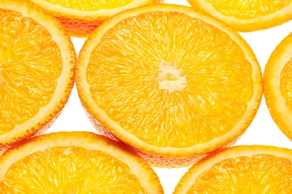 Beyaz Arka Planda Izole Edilmiş Taze Kesilmiş Portakal Meyvesi — Stok fotoğraf