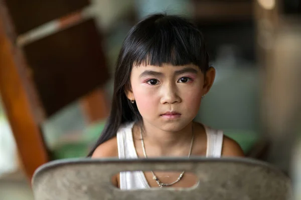 Serious Thai little girl — Stock Photo, Image