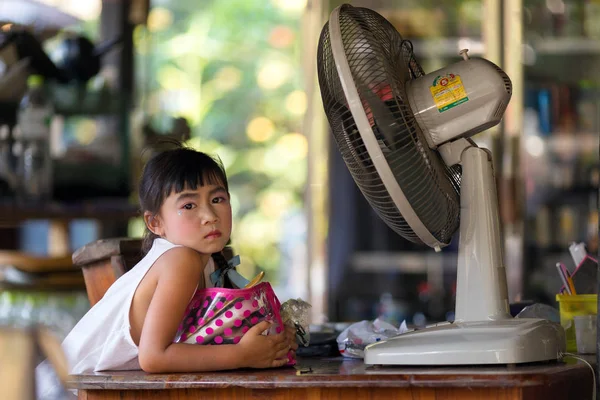 Serious Thai little girl — Stock Photo, Image