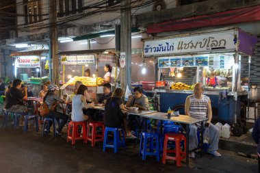 Street food restaurant in Bangkok clipart