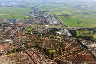 Uçaktan Amsterdam havadan görünümü