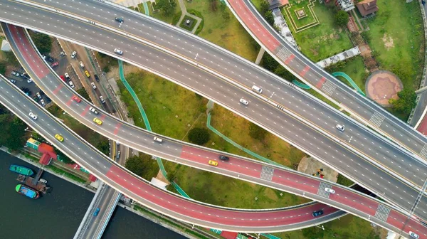 Bangkok large road interchange top view — Stock Photo, Image