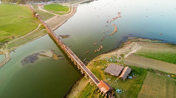 Aerial view of U-Bein bridge — Stock Photo, Image