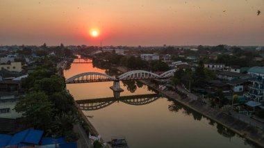 Lampang, Thailand üzerinde hava gün batımı görünümü