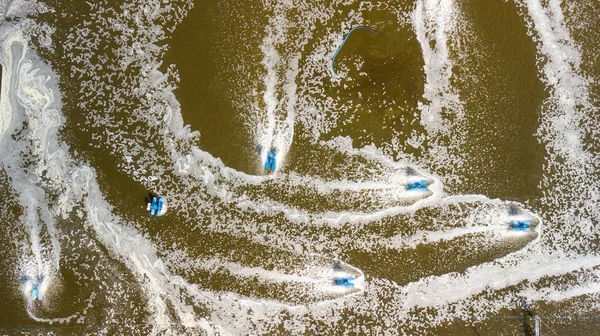 Aerial view of salt extraction farm — Stock Photo, Image