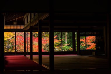 Tenju bir tapınak inşa, Kyoto arkasında sonbahar renkleri