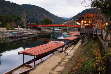 Wooden boats at Uji river, Kyoto clipart