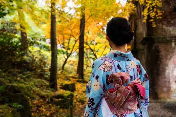 Kimono chica en Nanzen templo de ji en otoño, Kioto — Foto de Stock