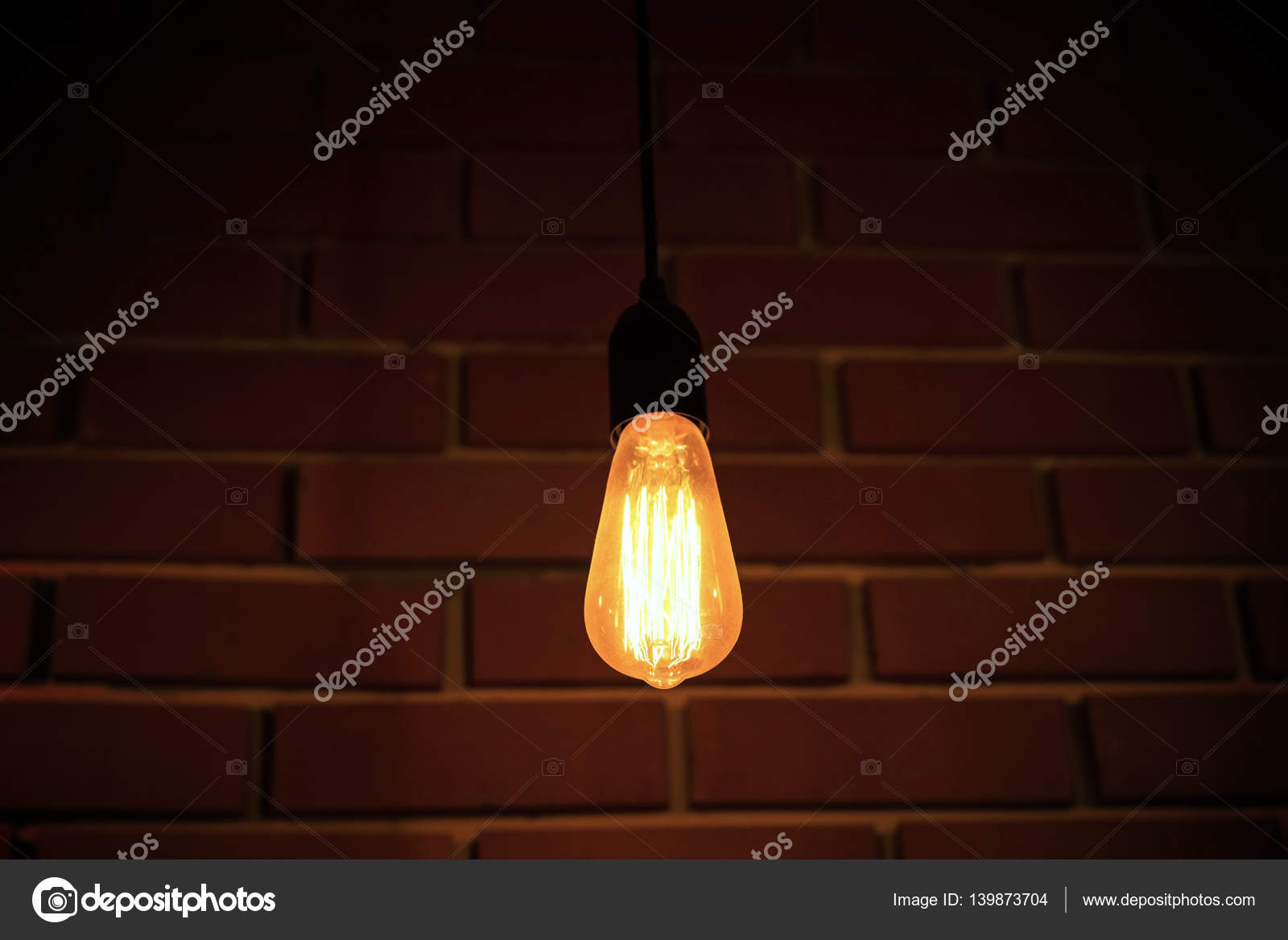 Single Light Bulb Hanging Stock Photo C Blanscape 139873704