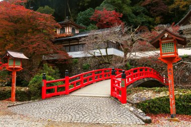 Red bridge at Minoo Takianji temple, Osaka clipart