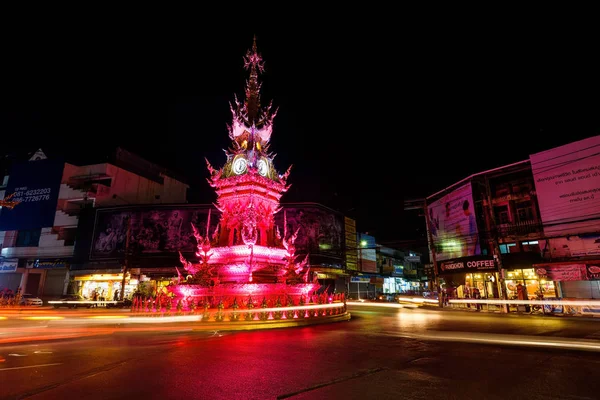 Torre do relógio acesa, Chiang Rai — Fotografia de Stock