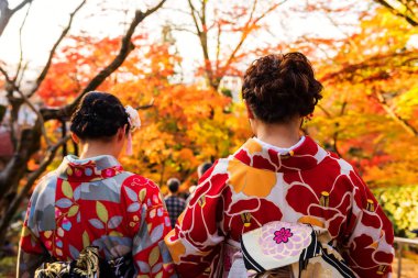 Eikando, Kyoto Japon Kimono kız