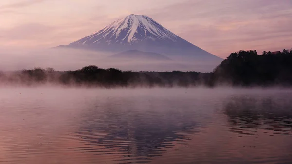 Monte Fuji dal lago Shoji con cielo crepuscolare — Foto Stock