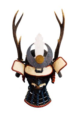 Samuray zırh kask üzerinde beyaz izole 