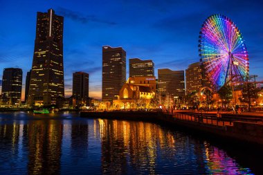 gece, Minato Mirai okohama cityscape 
