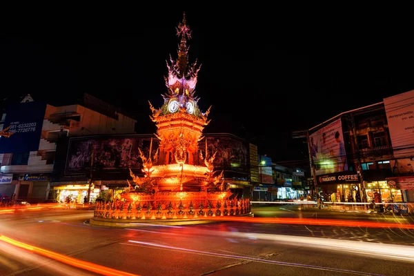 Zapalać się wieża zegarowa, Chiang Rai — Zdjęcie stockowe