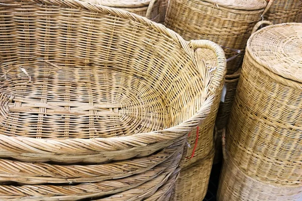 Stack of rattan wicker basket — Stock Photo, Image