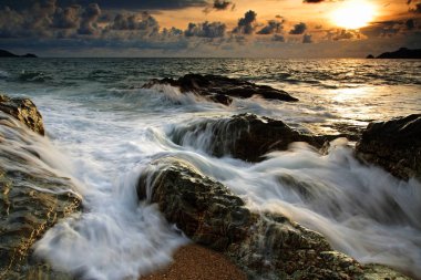 deniz manzarası ile dalga hareket, Phuket