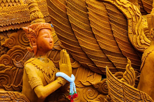 Thai carving wax angel for candle festival — Stock Photo, Image