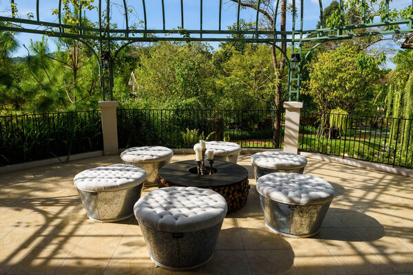 Luxury vintage relax furniture near garden