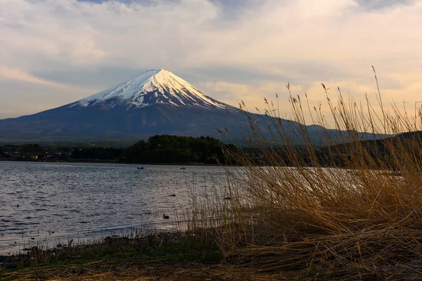 Mt. Fuji al atardecer en el lago Kawaguchiko — Foto de Stock