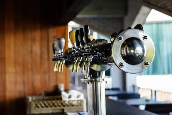 Beer pipe taps for homebrewing draft drink — Stock Photo, Image