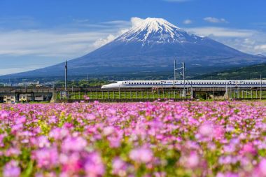 Shinkansen hızlı tren geçmek dağ fuji