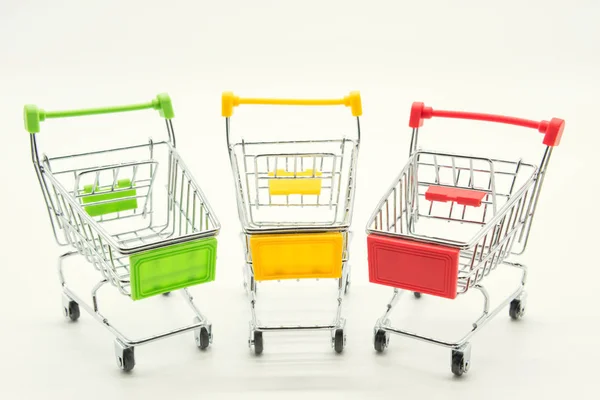 Mini carrinhos de compras vazios em branco — Fotografia de Stock