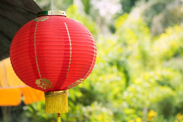 Chinese red lantern with green background