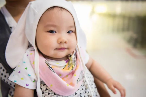 Baby girl with rabbit ears costume — Stock Photo, Image